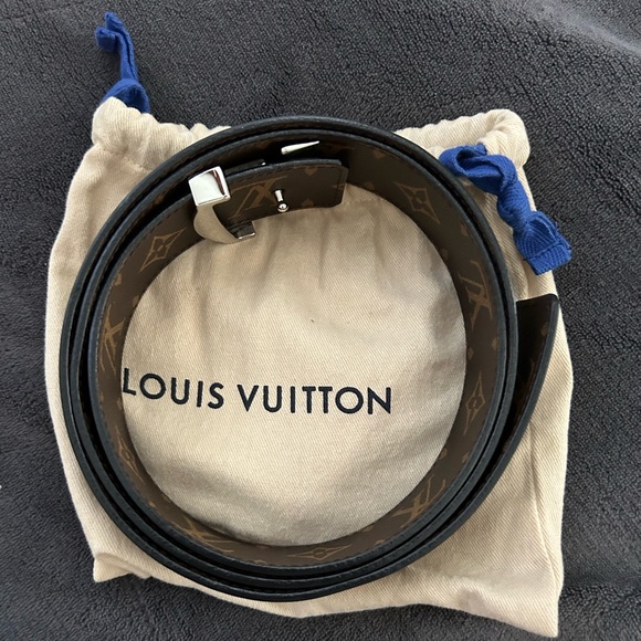 AUTHENTIC Louis Vuitton Initials Reversible Monogram Macassar Belt - Picture 6 of 14